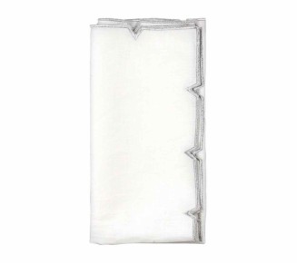 Divot Napkin in White & Silver, Set of 4