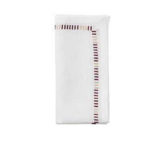 Harmonie Napkin in White, Red & Gold, Set of 4 in a Gift Box