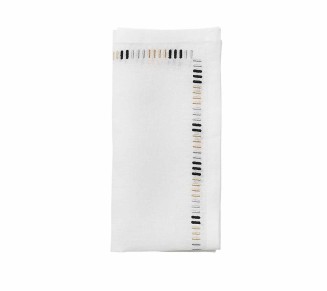 Harmonie Napkin in White, Black & Gold, Set of 4 a Gift Box