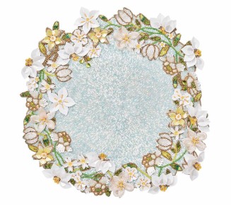 Gardenia Placemat in Sky, White & Yellow, Set of 2