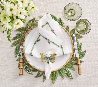 Trellis Placemat in Green & Gold, Set of 2