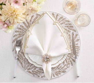 Fireworks Placemat in White, Gold & Silver, Set of 4