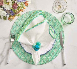 Basketweave Placemat in Marine & Lime, Set of 4