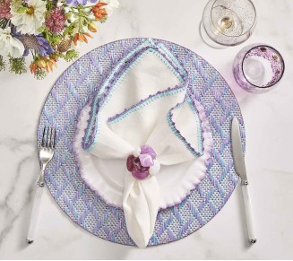 Basketweave Placemat in Lilac & Blue, Set of 4