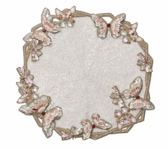 Diamant Butterflies Placemat in White & Blush, Set of 2 in a Gift Box